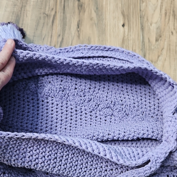 Handcrafted Crochet Women's Lavender Rectangular Hobo Tote Bag NWOT - Picture 10 of 12